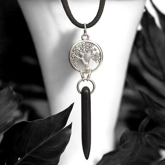 5 For $25💫Alternative Silver Tree of Life Black Spike Pendant Necklace - Picture 1 of 4